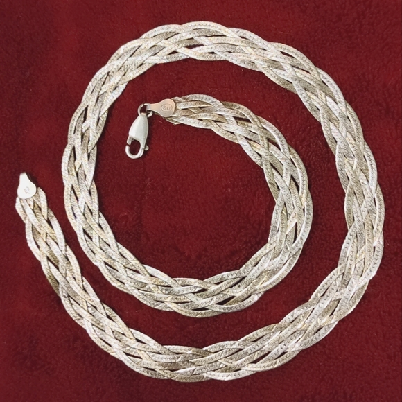SU Jewelry - ❤️ SOLD!! Wide Braided Sterling Herringbone Necklace